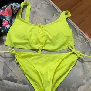 neon yellow bathing suit